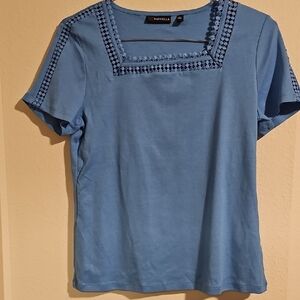 Rafaella Blue Boxy Short Sleeve T-Shirt